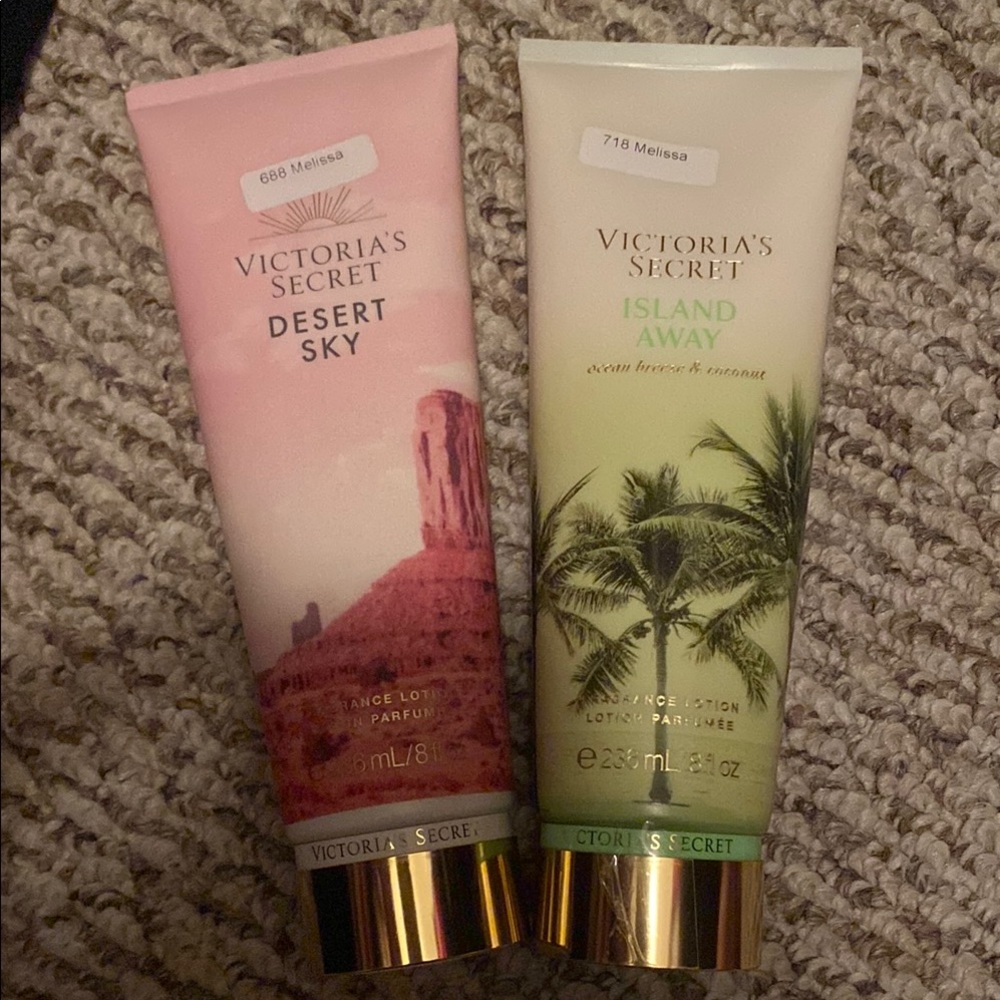 Victoria's Secret Desert Sky and Island Away Lotion Set - Pink and Cream